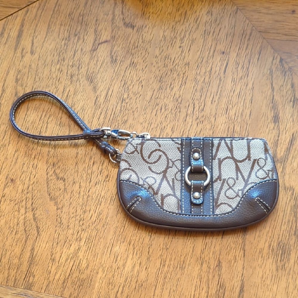 New York & Company Brown Monogram Wristlet